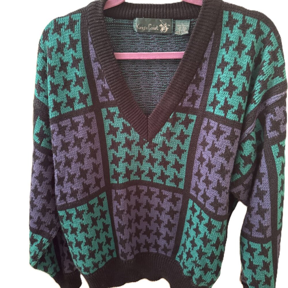 VINTAGE KINGS COURT MEN'S SWEATER  MULTICOLORED   SIZE LARGE